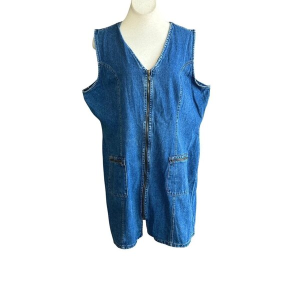 Avenue Blues Dresses & Skirts - Avenue Blue Denim Jean Full Zip Jumper Sleeveless Dress Size 22